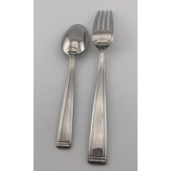 Vtg RALPH LAUREN Stainless Steel Flatware Silverware Korea 2pc Spoon Fork Glossy - Picture 4 of 6